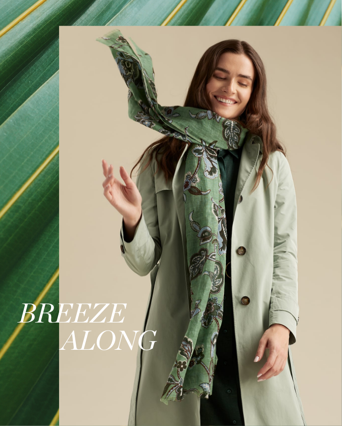 Paul Stuart wardrobe, scarf and coat, Breeze Along