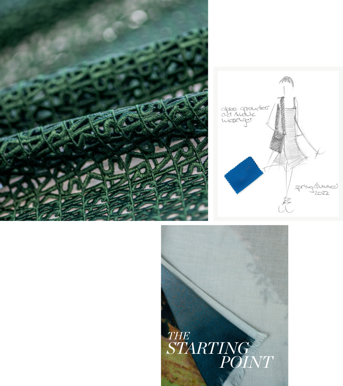 AKRIS Craftsmanship sketches and fabric detail photos