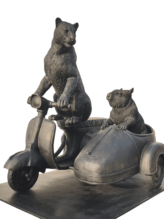 The Amur Leopard and Hairy-Nosed Wombat Race in the Vespa Sidecar