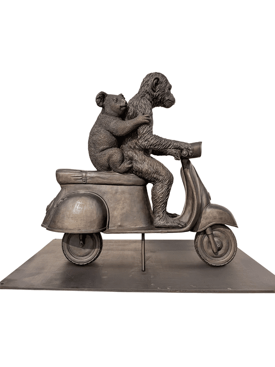 The Chimp and Koala Race on the Vespa