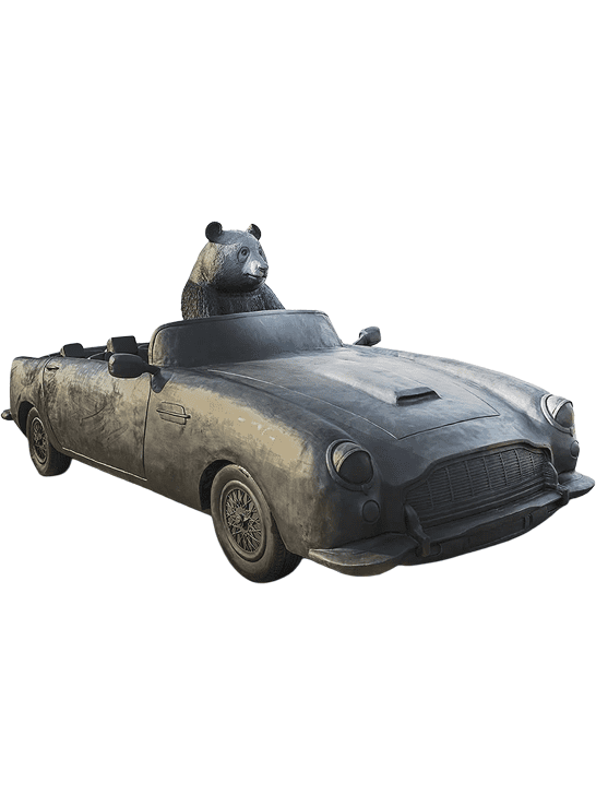 The Giant Panda Races in the Convertible