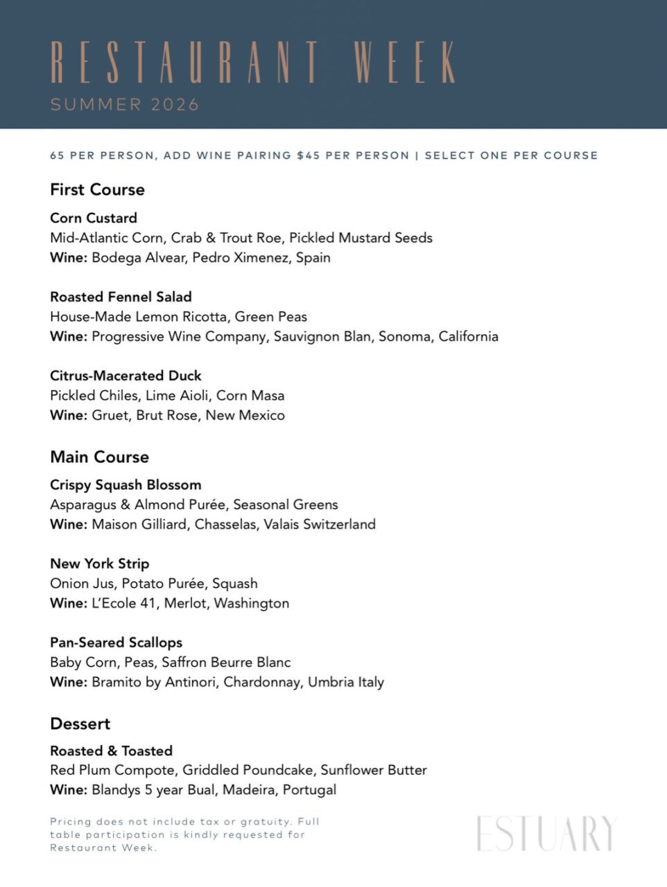 Restaurant Week Estuary